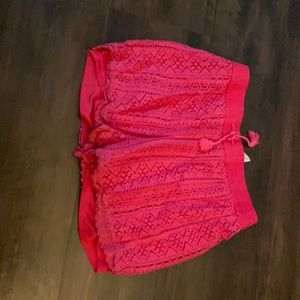 Pink lace shorts